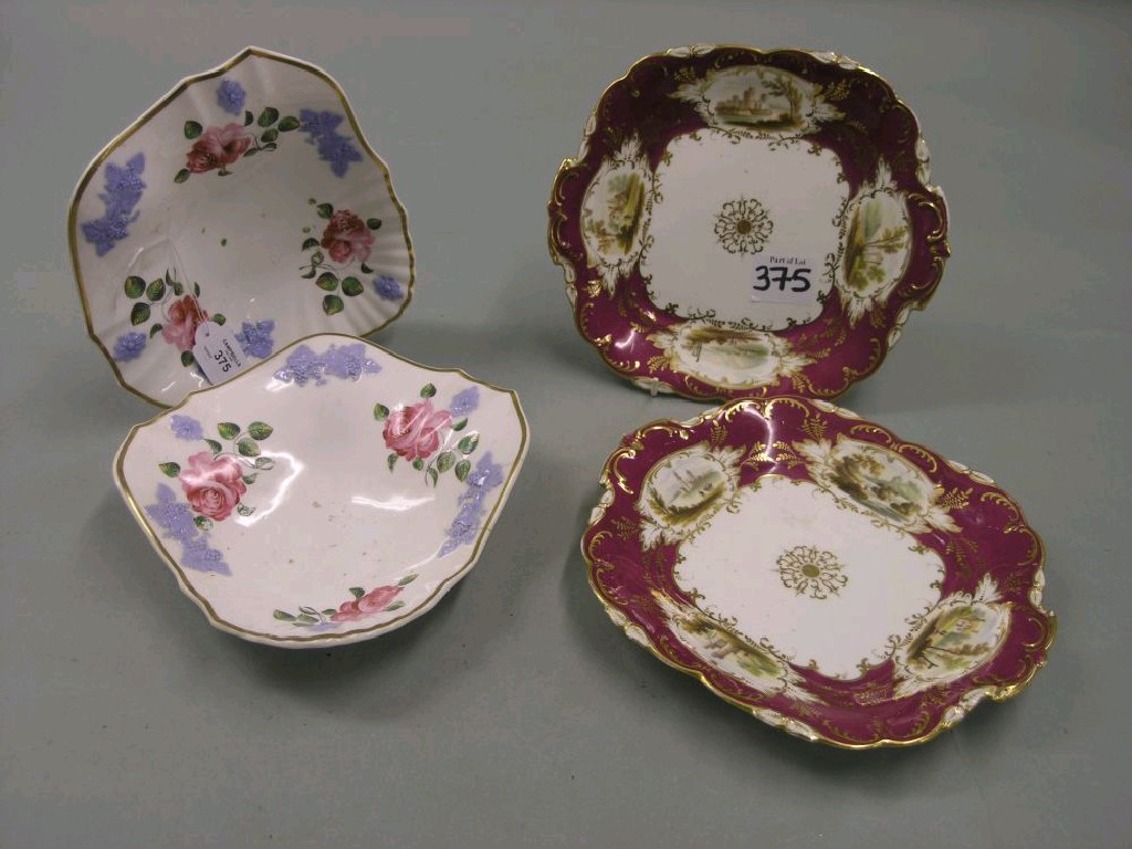 Appraisal: A pair of early th century dessert dishes painted with