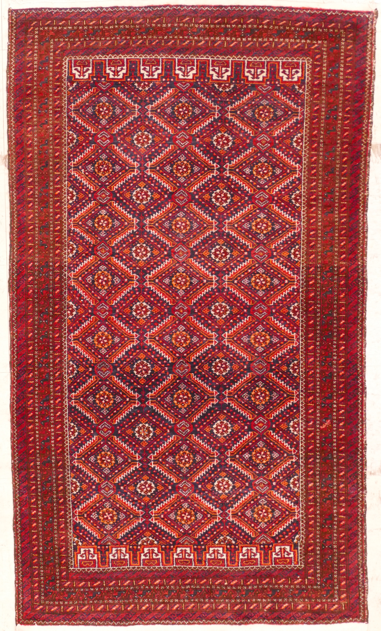 Appraisal: Afghan Baluch Oriental Rug ' ''x ' Multi-medallion field design