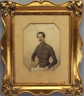 Appraisal: th C Austrian Watercolor Goauche Portrait of a soldier Circa