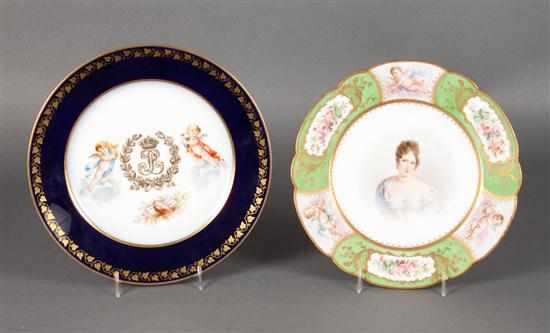 Appraisal: Two Sevres porcelain cabinet plates second half- th century blue