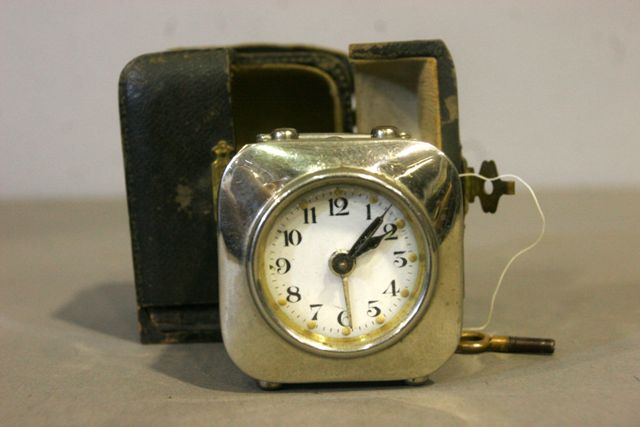 Appraisal: A French late th century silver plate travelling clock in