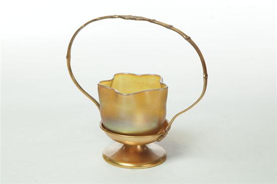 Appraisal: TIFFANY FAVRILE BASKET AND CUP American early th century Pinched