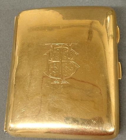 Appraisal: - Cigarette case k gold monogrammed T B and inscribed