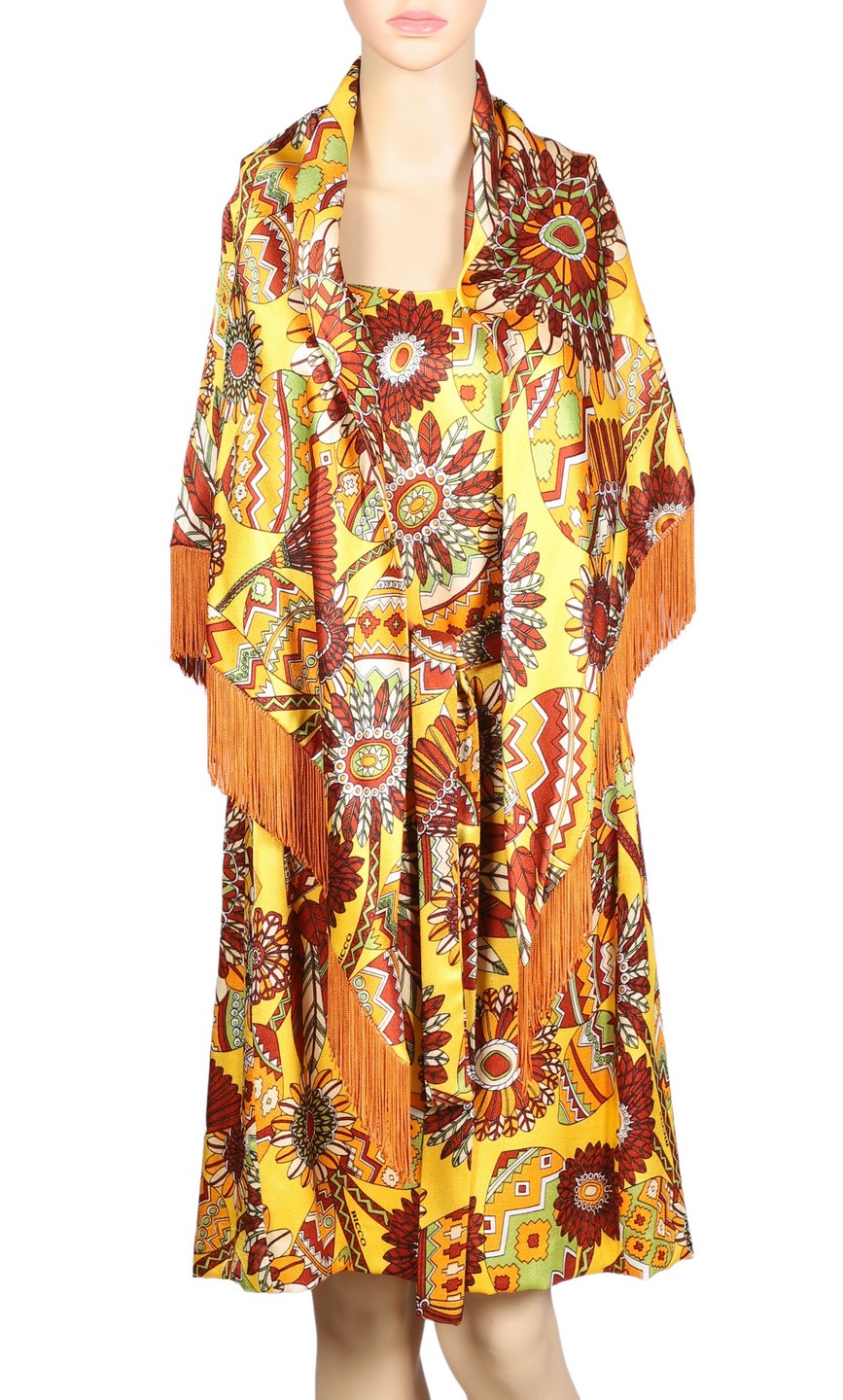 Appraisal: Ricco California Southwestern patterned dress including spaghetti strap dress fringed