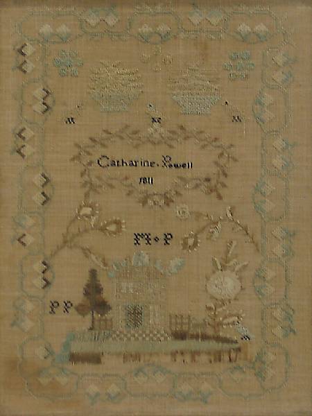 Appraisal: An American silk and linen needlework sampler Catherine Powell dated