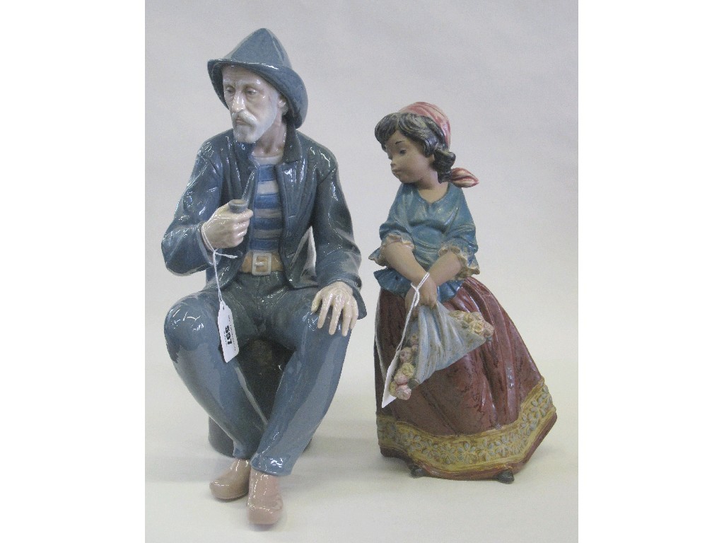 Appraisal: Large Nao figure of a Fisherman and a Lladro figure