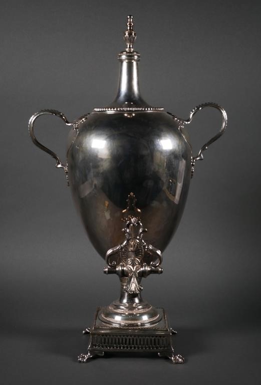 Appraisal: English silver plate hot water urn or samovar with fuel