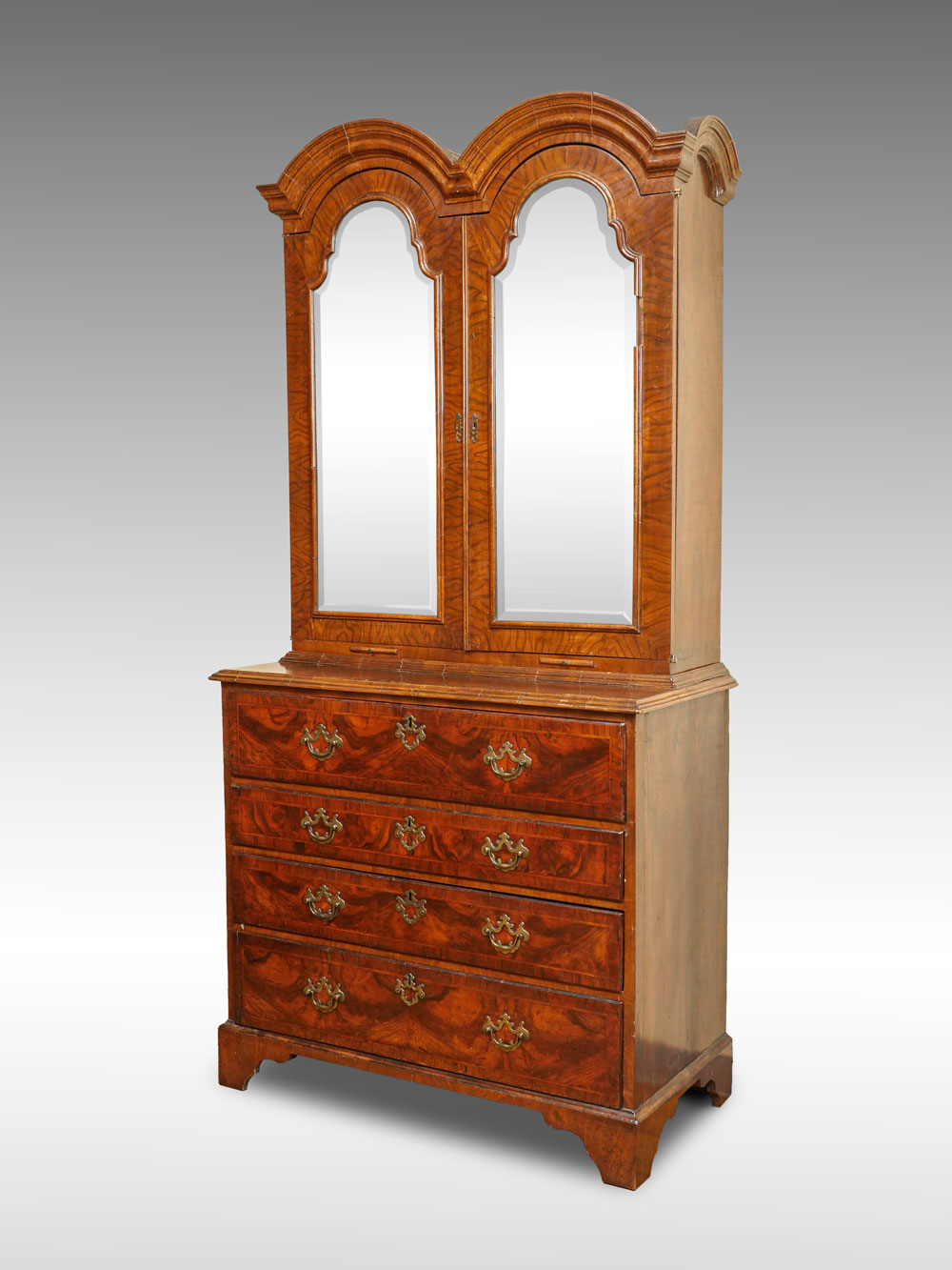 Appraisal: CHIPPENDALE BONNET TOP DESK BOOKCASE MARRIAGE - door double bonnet