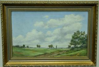 Appraisal: William Chadwick - oil on board landscape with cloudy sky