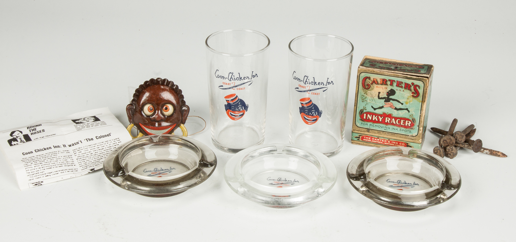 Appraisal: Group of Black Ephemera Glasses ashtrays etc