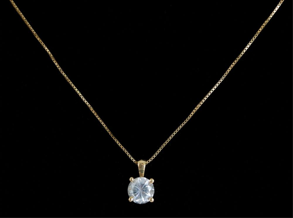 Appraisal: K YELLOW GOLD DIAMOND SOLITAIRE NECKLACE k yellow gold and