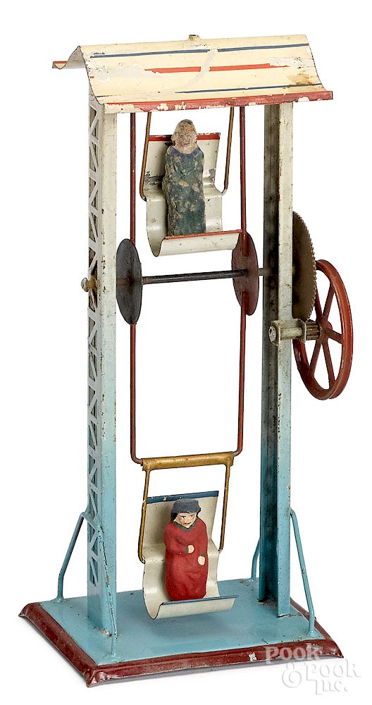 Appraisal: Falk painted tin Ferris wheel steam toy accessory Falk painted