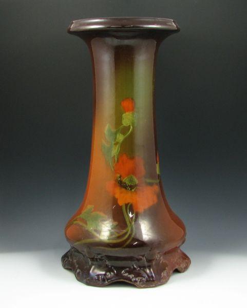 Appraisal: Standard glaze pedestal with poppy decoration Unmarked Breakage and repair