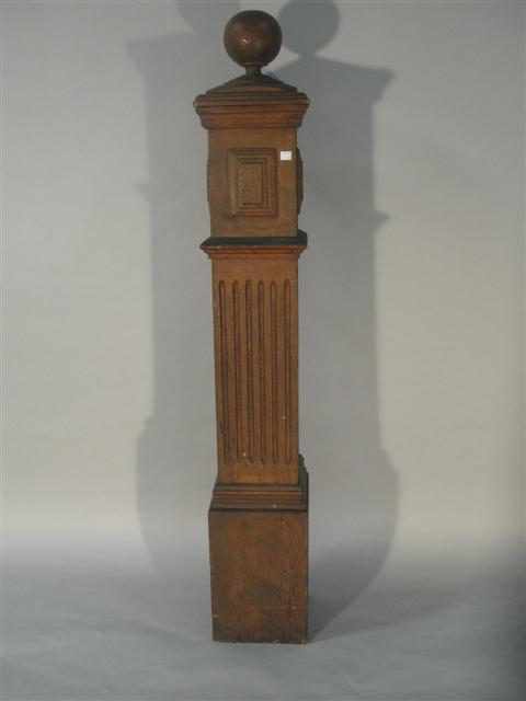 Appraisal: FAUX PAINTED WOODEN NEWEL POST Of rectangular columnar form with