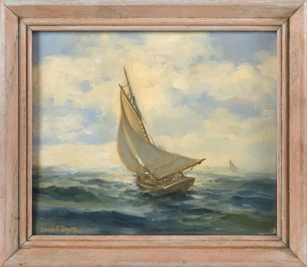 Appraisal: WENDELL ROGERS MASSACHUSETTS - VIEW OF A SAILBOAT OIL ON