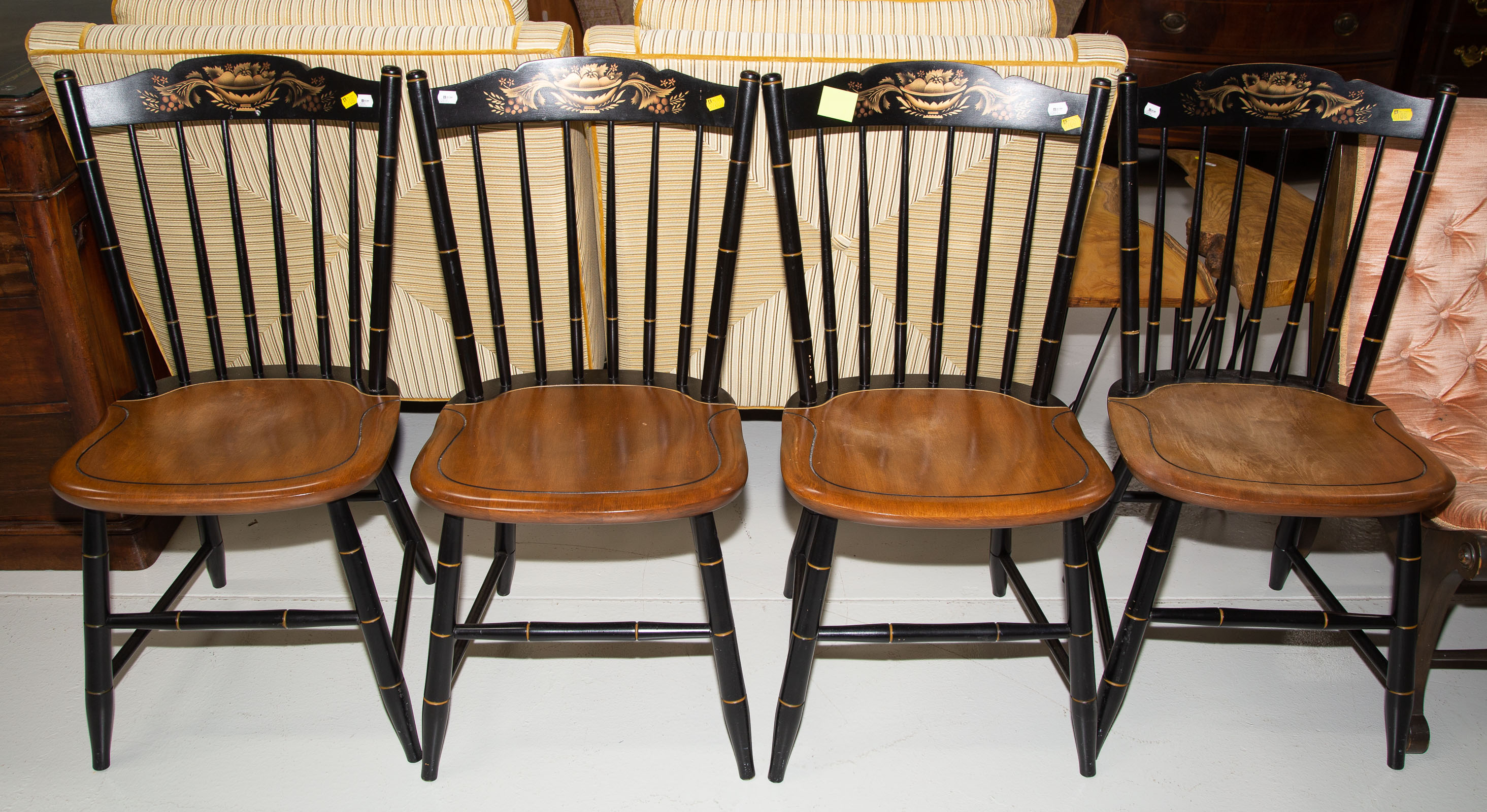 Appraisal: A SET OF FOUR HITCHCOCK STENCIL CHAIRS Late th century