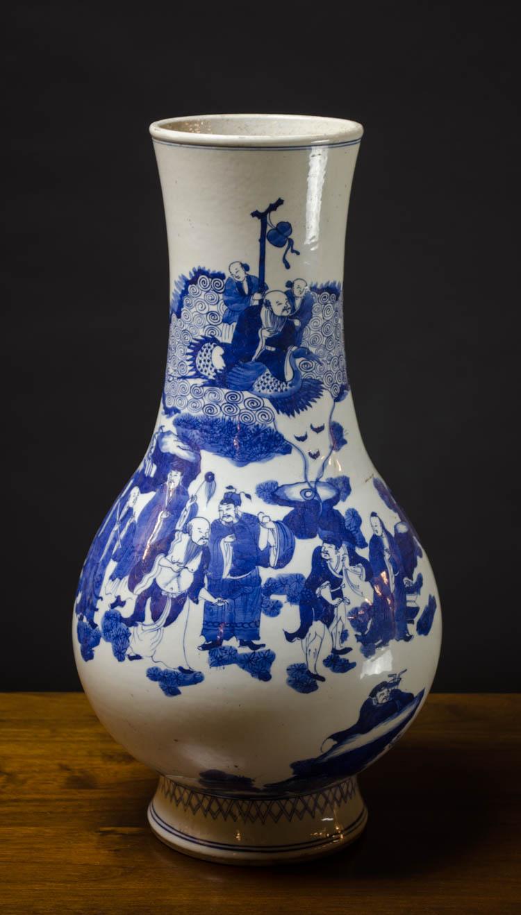 Appraisal: CHINESE QING BLUE AND WHITE PORCELAIN VASE pear form and