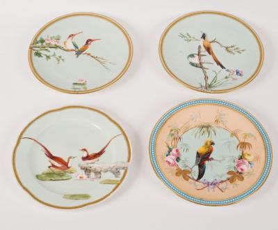 Appraisal: Two English porcelain ornithological plates mid th Century comprising a