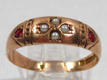 Appraisal: A Victorian carat gold pearl and ruby ring fully hallmarked