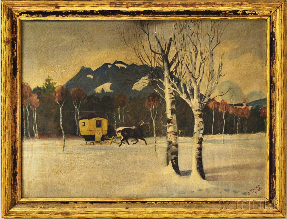 Appraisal: J Bauer German th th Century Winter Scene with Carriage