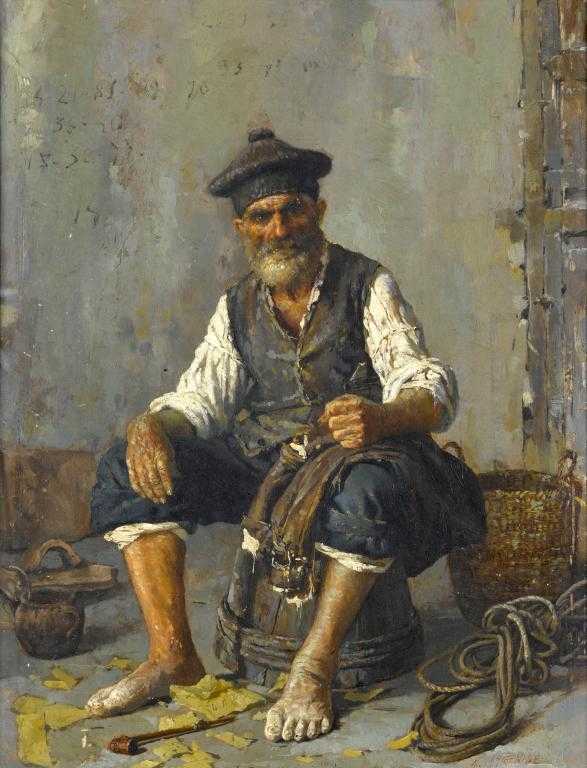 Appraisal: RAFFAELE ARMENISE - A NEAPOLITAN FISHERMAN signed panel x cm