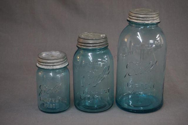 Appraisal: Vintage Ball Blue Glass Perfect Mason Jars 's Includes the