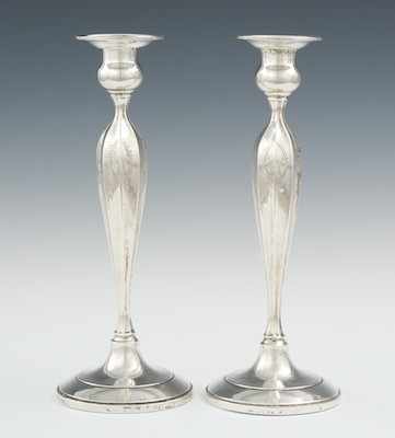 Appraisal: A Pair of Sterling Silver Elegant Candleholders Of fluted baluster