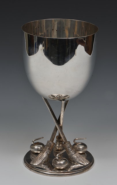 Appraisal: A SILVER PLATED CURLING TROPHY by Walker Hall the bowl