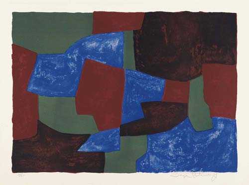 Appraisal: POLIAKOFF SERGE Composition in blue green and red Lithograph Signed