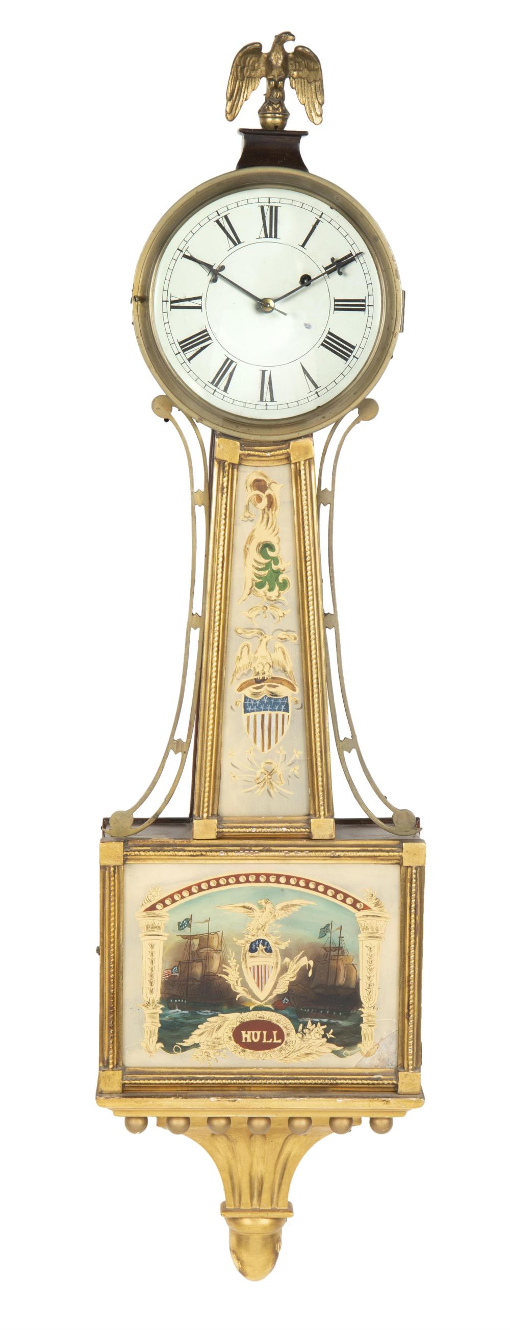 Appraisal: An American presentation banjo clock First-quarter th Century White metal