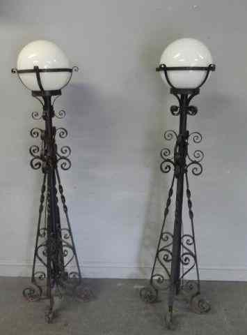 Appraisal: Iron Post Form Lamps A nice matched pair From a