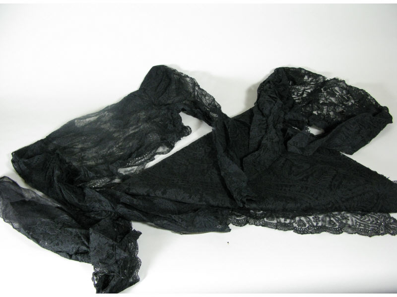 Appraisal: Four Antique Black Lace Articles including Edwardian bodices of fine