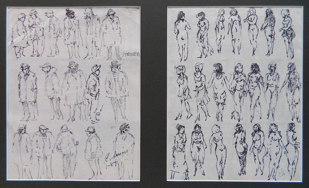 Appraisal: Clyde Singer marker drawings Clyde Singer American - - Figure