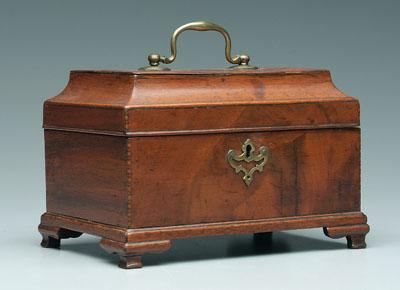 Appraisal: Mahogany box band inlaid lid corners with barberpole inlay original