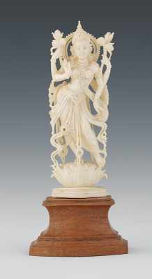 Appraisal: A Carved Ivory Dancing Shiva Figure Apprx L x -