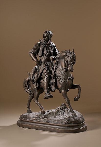 Appraisal: ARAB HORSEMAN AFTER ALFRED BARYE FRENCH - th century spelter