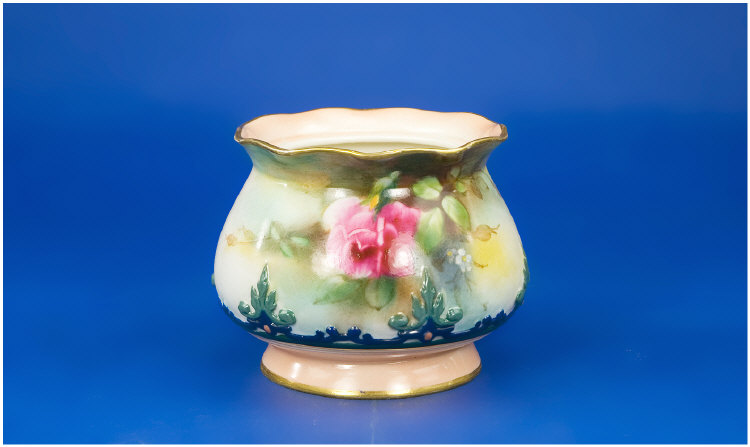 Appraisal: Royal Worcester Vase handpainted with roses date Full marks to