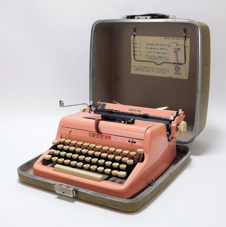 Appraisal: PINK ROYAL QUIET DELUXE PORTABLE TYPEWRITER Connecticut Circa Pink typewriter