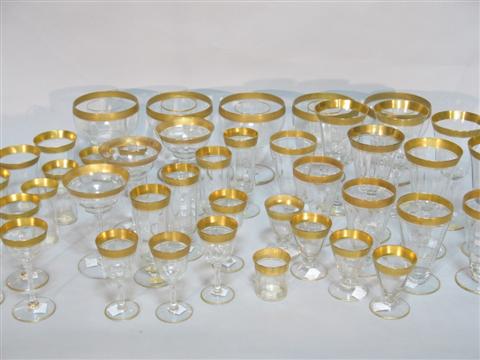 Appraisal: COLLECTION OF MISCELLANEOUS GOLD RIM GLASSES Including wine port champagne