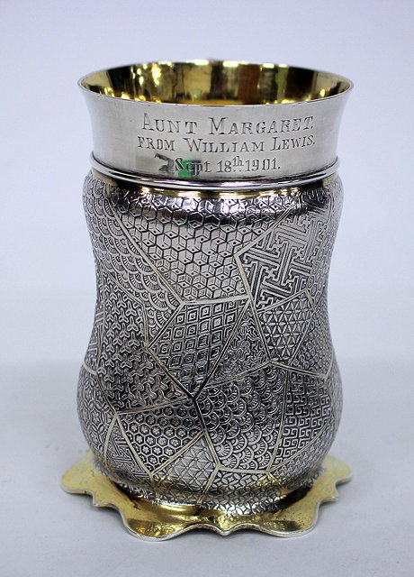 Appraisal: A LATE TH CENTURY SILVER BEAKER by Frederick Elkington and