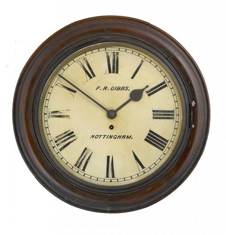 Appraisal: A VICTORIAN MAHOGANY WALL TIMEPIECE signed on the painted dial