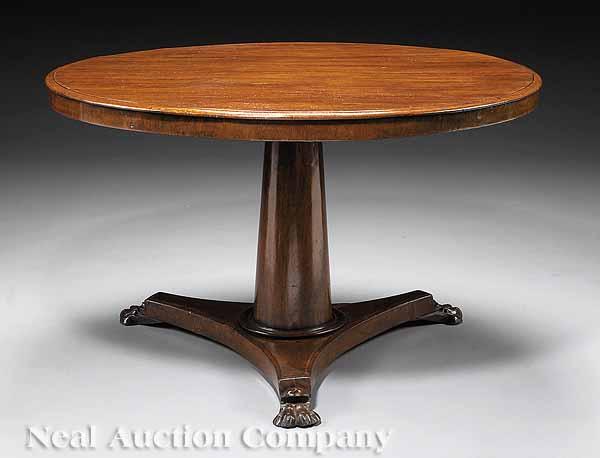 Appraisal: A Late Regency Carved Mahogany Center Table c molded circular