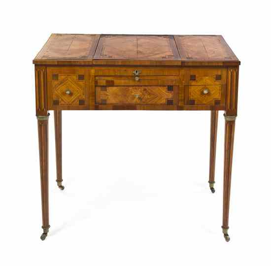 Appraisal: A Louis XVI Fruitwood Tulipwood and Marquetry Poudresse having a