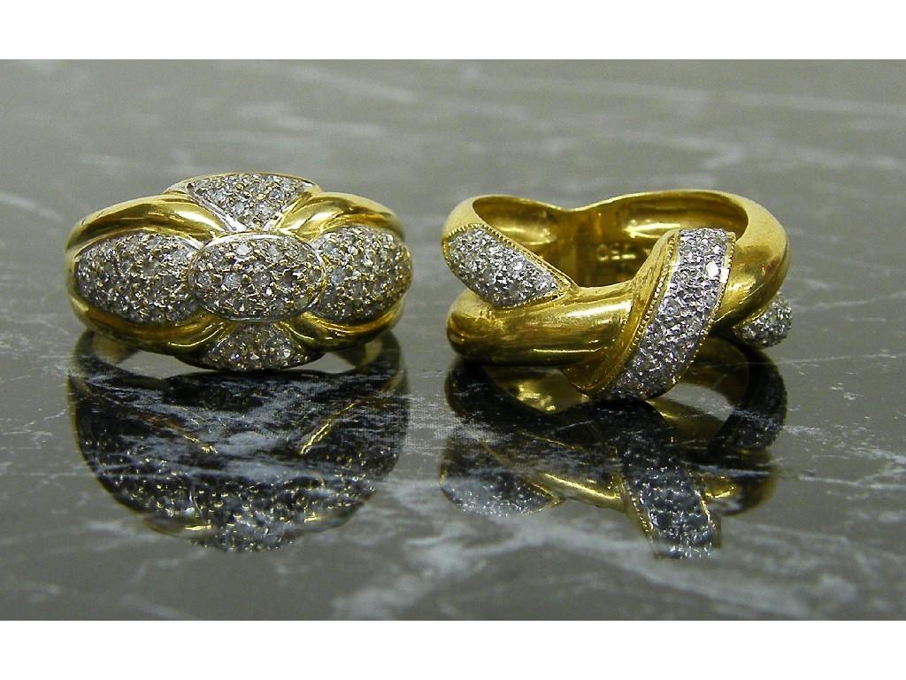 Appraisal: Two fancy ct yellow gold diamond dress rings gm