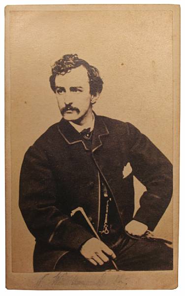 Appraisal: BOOTH JOHN WILKES Photograph albumen print carte-de-visite by inches laid