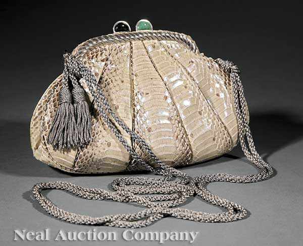 Appraisal: A Judith Leiber Natural Python Evening Bag c jadeite and