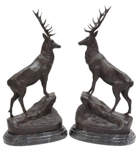 Appraisal: pair Large patinated bronze sculptures signed in cast after Jules