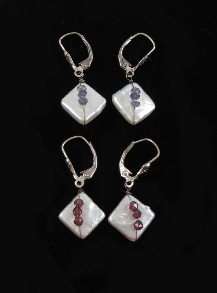 Appraisal: TWO PAIR OF PEARL AND STERLING EARRINGS both with square