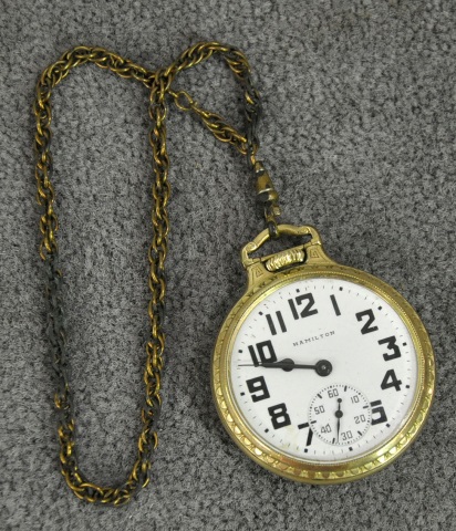 Appraisal: Hamilton Pocket Watch Gold plate SN C Grade B Size