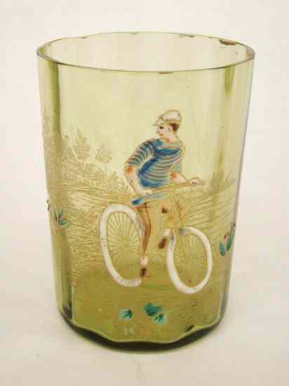 Appraisal: Glass Tumbler Early Pneumatic Safety rider Circa Amber colored glass